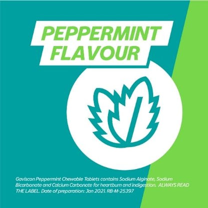 Gaviscon Heartburn &amp; Indigestion Relief Tablets, Peppermint Flavour Peppermint Flavour