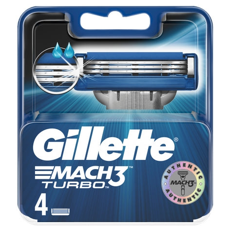 Gillette Mach 3 Turbo Manual Shaving Razor Blades 4 Pack