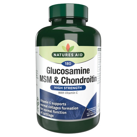 Natures Aid Glucosamine MSM &amp; Chondroitin with Vitamin C-180 tablets