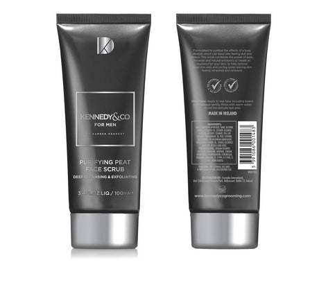 Kennedy &amp; Co. Purifying Peat Face Scrub  Image is of the Front and Back of 1 tube