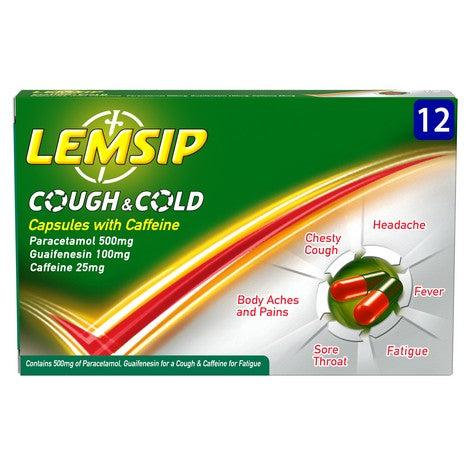 Lemsip Cough and Cold Capsules with Caffeine- 12