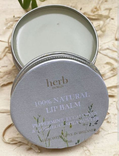 Herb Dublin Peppermint Eucalyptus Lip Balm With Gorgeous Shea Butter open