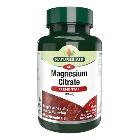 Natures Aid Magnesium Citrate 750mg 60 Caps Front