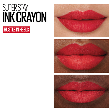 Maybelline Superstay Ink Crayon Lipstick Hustle in Heels Lips Chart