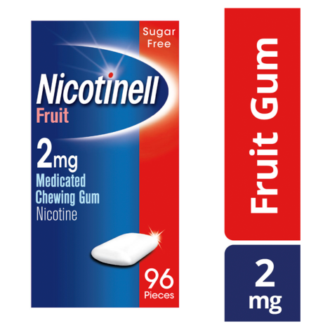 Nicotinell Nicotine Gum Stop Smoking Aid 2mg Fruit 96 Pack