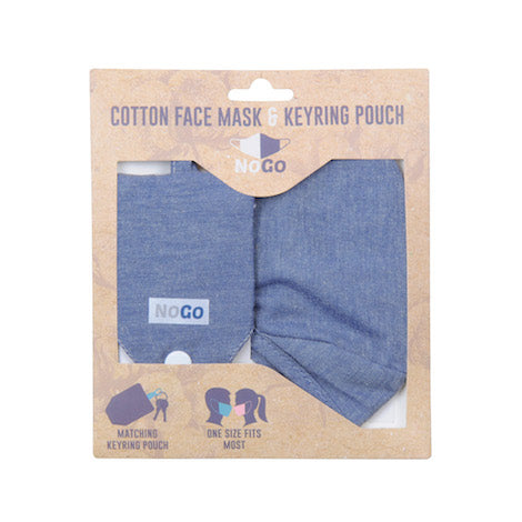 NoGo Denim Cotton Face Covering With Keyring Pouch