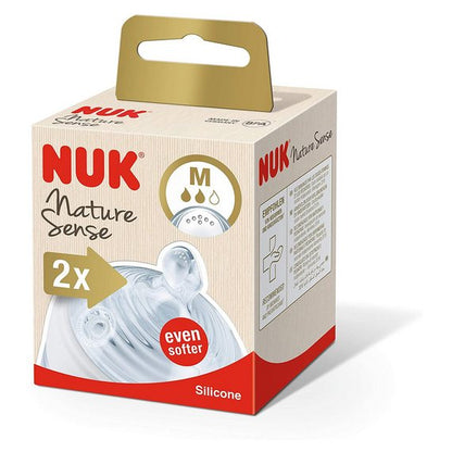NUK Nature Sense Silicone 0-6 Months Teats (2 pack)-Medium