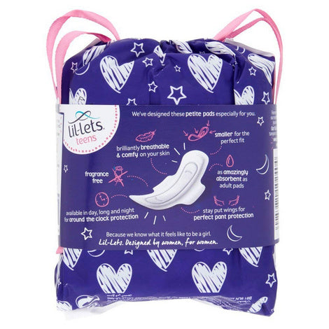 Lil-Lets Teens Ultra Night 10 Towels with Wings Back