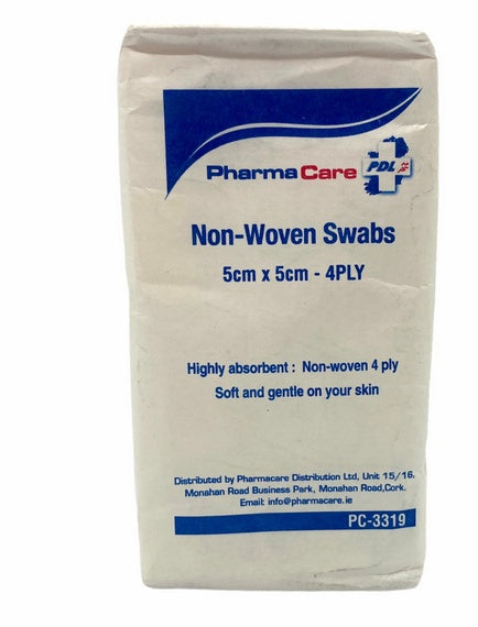 PharmaCare Non-Woven Swabs 4 Ply 5cm x 5cm
