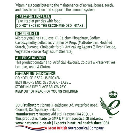 Natures Aid Vitamin D3 400iu 90 Tablets - 90TABS