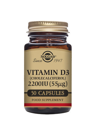 Solgar Vitamin D3 2200 IU (55 µg) Vegetable Capsules 50s
