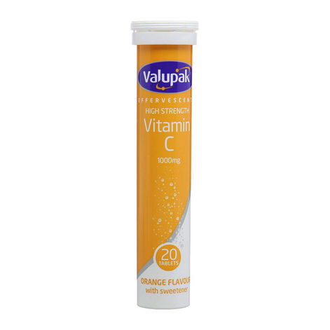 Valupak Vitamin C 1000mg Orange Flavour Soluble Tablets 20