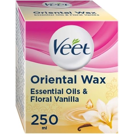 Veet Essential Oils and Floral Vanilla Warm Wax Microwavable Jar 250ml