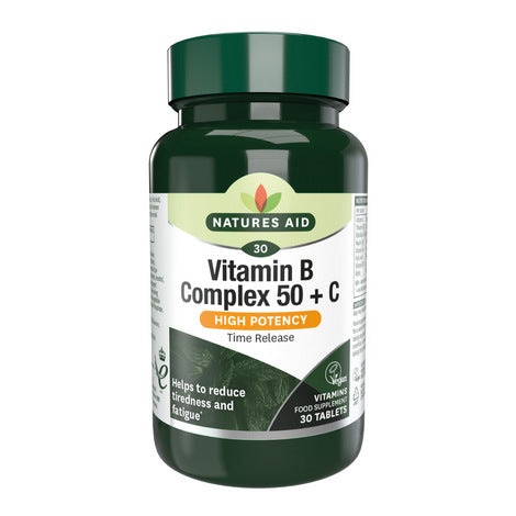 Natures Aid Vitamin B Complex + C High Potency -with Vitamin C 30 Tablets
