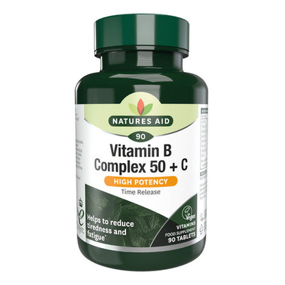 Natures Aid Vitamin B Complex + C High Potency -with Vitamin C 90 Tablets