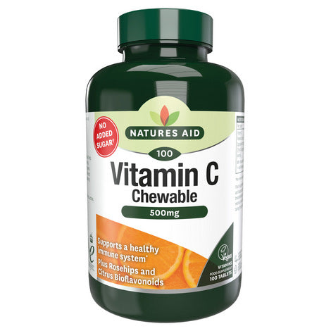 Natures Aid Vitamin C 500mg Chewable Sugar Free Tabs 100s Front