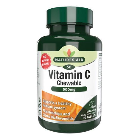 Natures Aid Vitamin C 500mg Sugar Free Chewable (with Citrus Bioflavonoids) 50